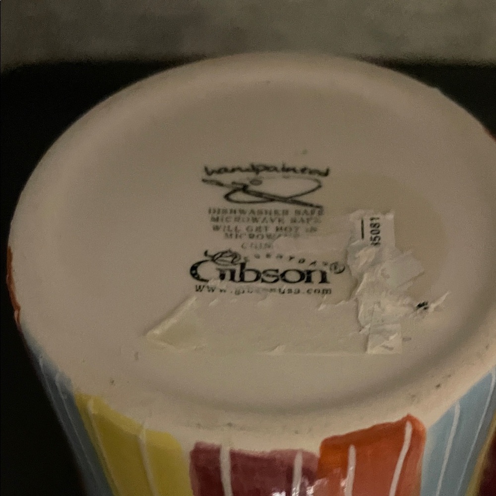 Gibson Nashville Mug with Blue, Yellow, and Brown Stripes - Picture 2 of 6